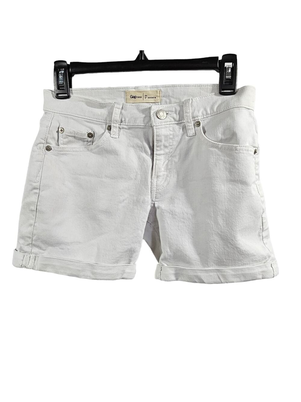 Gap 1969 Rolled Cuff White Jean Shorts 5" Inseam Size 24